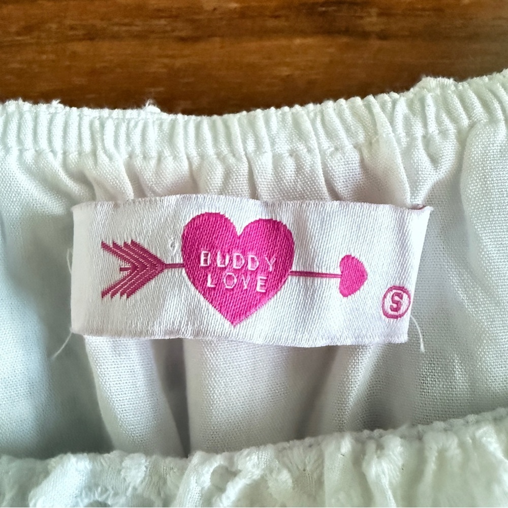 Buddy Love Valentina White Eyelet Puff Sleeve Mini Dress Size Small - Picture 8 of 12